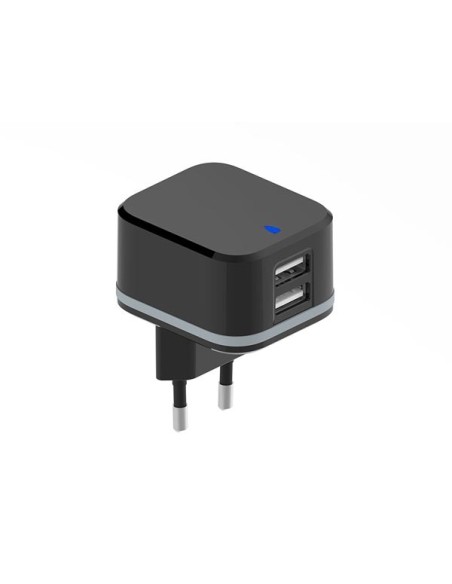 CHARGEUR COMPACT AVEC 2 CONNEXIONS USB 5 V - 3.4 A max. ( 2.4 + 1 A ) - 17 W max.