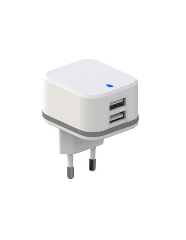 CHARGEUR COMPACT AVEC 2 CONNEXIONS USB 5 V - 3.4 A max. ( 2.4 + 1 A ) - 17 W max.