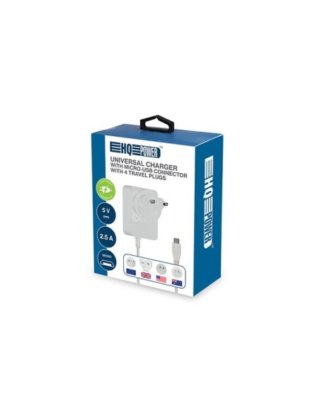 UNIVERSELE LADER MET MICRO-USB-AANSLUITING - 5 VDC - 2.5 A - met 4 reisstekkers