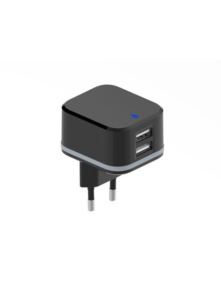 CHARGEUR COMPACT AVEC 2 CONNEXIONS USB - 5 V - 4.8 A max. - 24 W. max. - NOIR