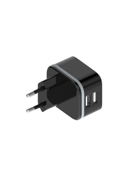 CHARGEUR COMPACT AVEC 2 CONNEXIONS USB - 5 V - 4.8 A max. - 24 W. max. - NOIR