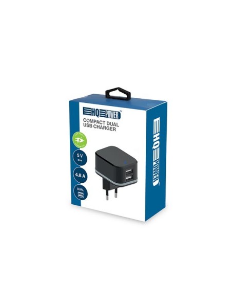 COMPACTE LADER MET 2 USB-AANSLUITINGEN - 5 V - 4.8 A max. - 24 W max. - ZWART