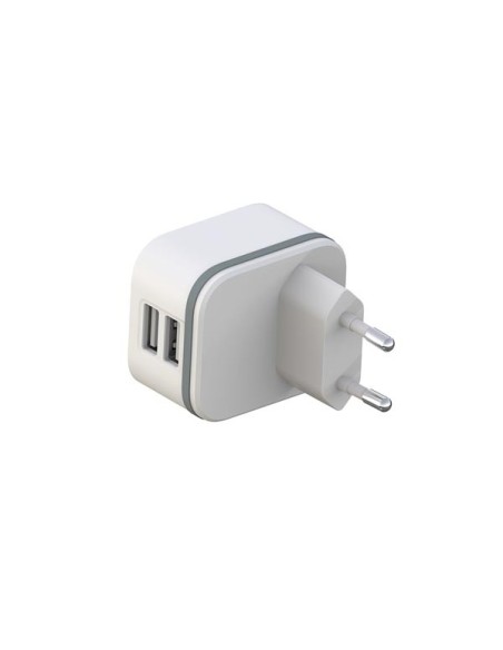 CHARGEUR COMPACT AVEC 2 CONNEXIONS USB - 5 V - 4.8 A max. - 24 W. max. - BLANC