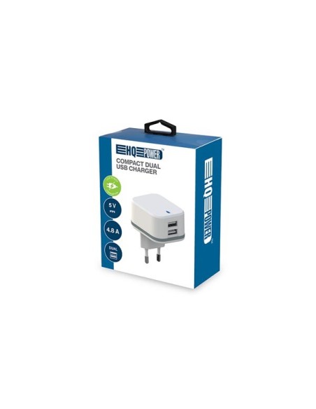 CHARGEUR COMPACT AVEC 2 CONNEXIONS USB - 5 V - 4.8 A max. - 24 W. max. - BLANC