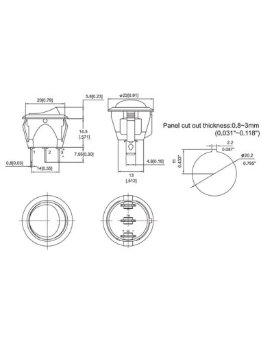 BLACK ROCKER SWITCH BUTTON 1P SPST OFF-ON