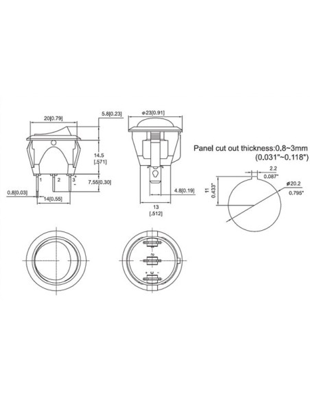 INTERRUPTEUR À BASCULE 1P SPDT ON-OFF-ON