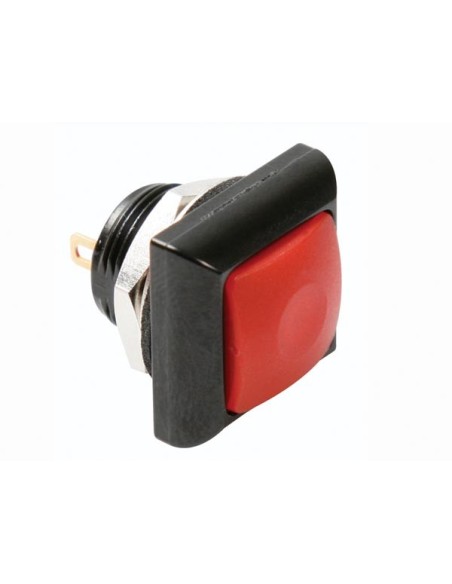 MINI SQUARE METAL PUSH BUTTON WITH RED BUTTON 1P SPST OFF-(ON)