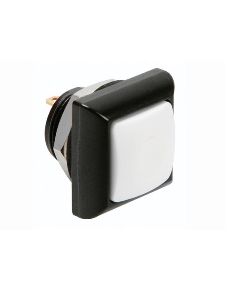 MINI SQUARE METAL PUSH BUTTON WITH WHITE BUTTON 1P SPST OFF-(ON)