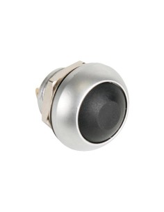 POUSSOIR MÉTALLIQUE ROND AVEC CAPUCHON NOIR - 1P SPST...