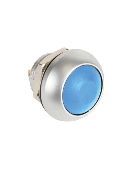 RONDE METALEN DRUKSCHAKELAAR MET BLAUW KAPJE - 1P SPST OFF-(ON)
