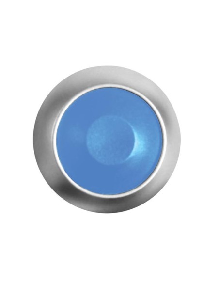 POUSSOIR MÉTALLIQUE ROND AVEC CAPUCHON BLEU - 1P SPST OFF-(ON)