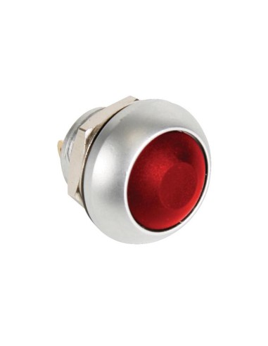 MINI ROUND METAL PUSH BUTTON WITH RED BUTTON 1P SPST OFF-(ON)