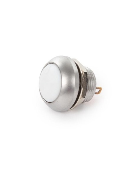 RONDE METALEN DRUKSCHAKELAAR MET WIT KAPJE - 1P SPST OFF-(ON)