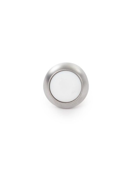 RONDE METALEN DRUKSCHAKELAAR MET WIT KAPJE - 1P SPST OFF-(ON)
