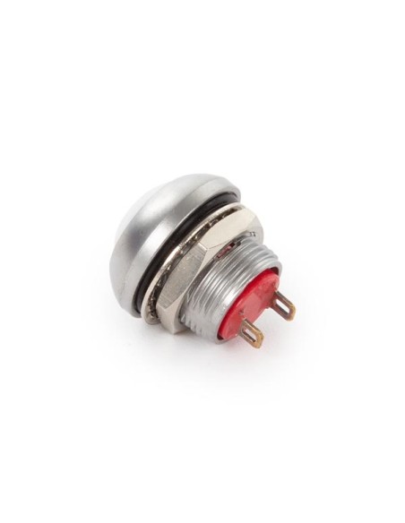 RONDE METALEN DRUKSCHAKELAAR MET WIT KAPJE - 1P SPST OFF-(ON)