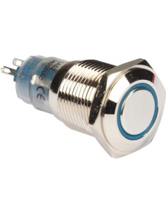 RONDE METALEN DRUKKNOP SPDT 1NO 1NC - BLAUWE RING