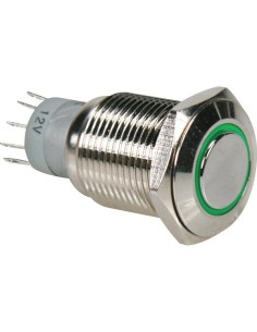 RONDE METALEN DRUKKNOP SPDT 1NO 1NC - GROENE RING