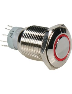 RONDE METALEN DRUKKNOP SPDT 1NO 1NC - RODE RING