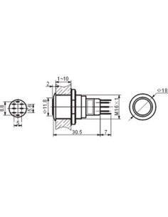 BOUTON-POUSSOIR ROND MÉTALLIQUE DPDT 2NO 2NC 2