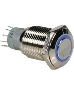 RONDE METALEN SCHAKELAAR SPDT 1NO 1NC - BLAUWE RING
