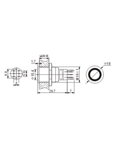 DRUCKSCHALTER - RUND - METALL - SPDT 1NO 1NC -...