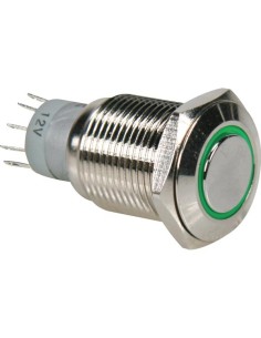 ROUND METAL SWITCH SPDT 1NO 1NC - GREEN RING