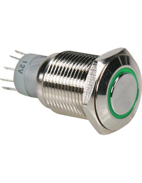 INTERRUPTEUR MÉTALLIQUE ROND SPDT 1NO 1NC - ANNEAU VERT