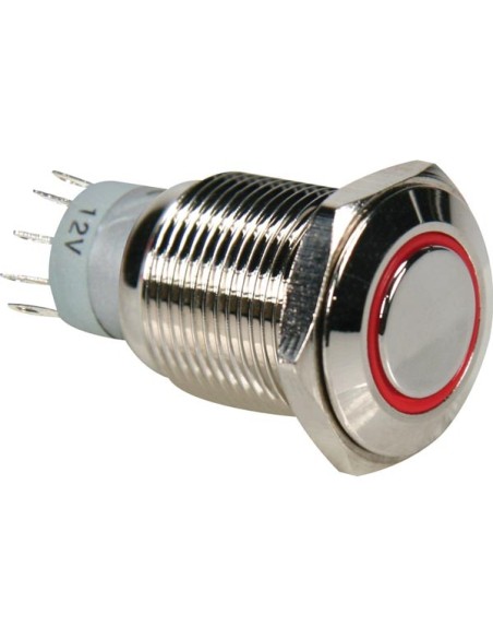 ROUND METAL SWITCH SPDT 1NO 1NC - RED RING