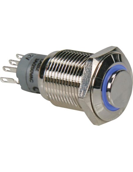 HOGE RONDE METALEN SCHAKELAAR SPDT 1NO 1NC - BLAUWE RING