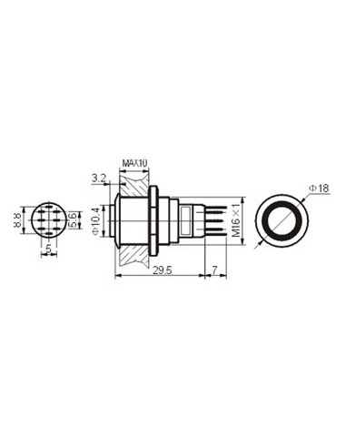 HIGH ROUND METAL SWITCH SPDT 1NO 1NC - ORANGE RING