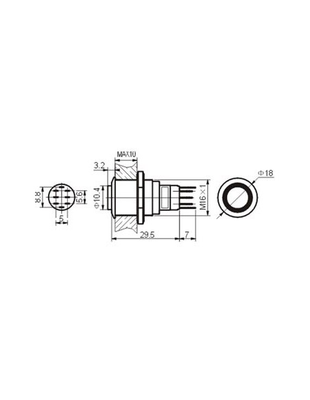 HOGE RONDE METALEN SCHAKELAAR SPDT 1NO 1NC - RODE RING