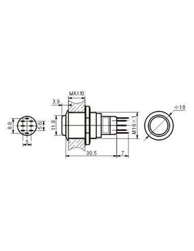 HIGH ROUND METAL SWITCH DPDT 2NO 2NC