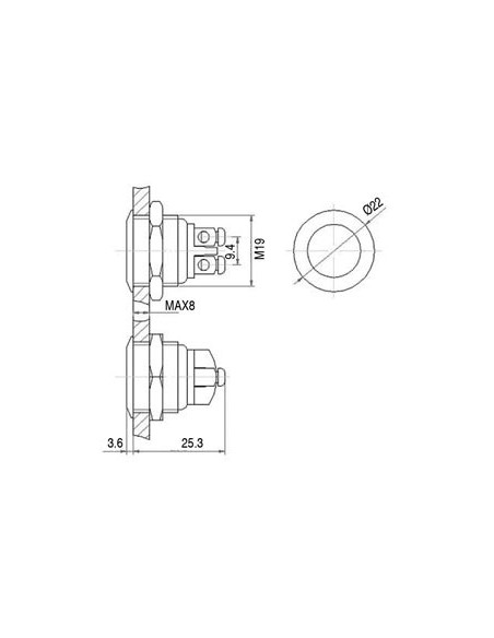 DRUCKTASTER - FLACH - EDELSTAHL - SPST 1NO