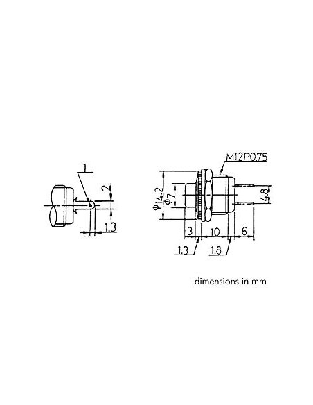 PUSH-BUTTON SWITCH OFF-(ON) RED