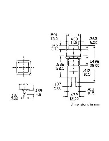 R18-23 DRUKSCHAKELAAR ON-(OFF) ZWART 3A/125V