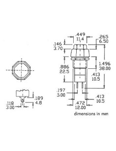 R18-24A  BOUTON-POUSSOIR OFF-ON ROUGE 3A/125V 2