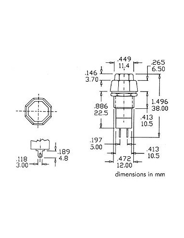 R18-24A  BOUTON-POUSSOIR OFF-ON ROUGE 3A/125V