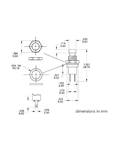PUSH-BUTTON SWITCH ON-(OFF) BLACK