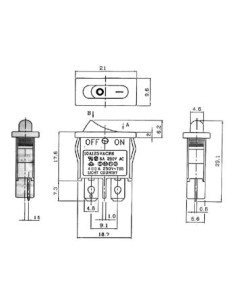 POWER ROCKER SWITCH 6A-250V SPST ON-OFF 2