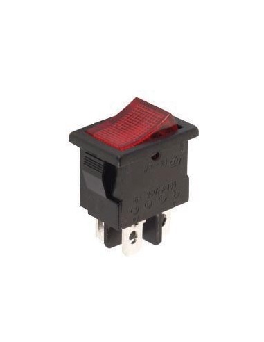 POWER ROCKER SWITCH 5A-250V DPST ON-OFF - RED