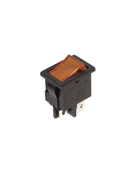 POWER ROCKER SWITCH 5A-250V DPST ON-OFF - WITH AMBER NEON LIGHT