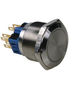 BOUTON-POUSSOIR - PLAT - ACIER INOXYDABLE - DPST 1NO 1NF