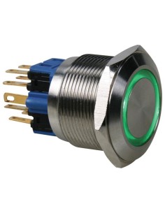 DRUCKTASTER - FLACH - EDELSTAHL - DPST 1NO 1NC - GRÜNE...