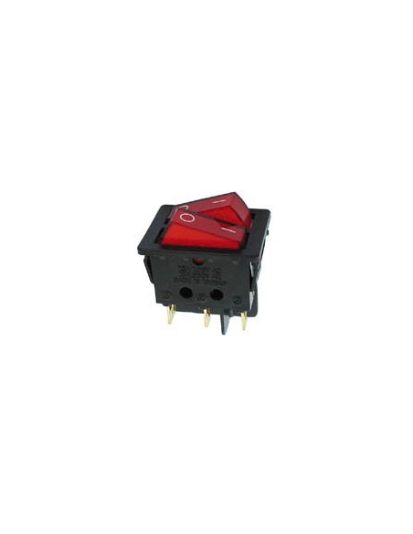 POWER ROCKER SWITCH 10A-250V DPST ON-OFF - WITH RED NEON LIGHT