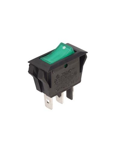 INTERRUPTOR DE POTENCIA BASCULANTE 10A - 250V SPST ON-OFF - PILOTO INDICADOR VERDE