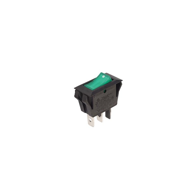 POWER ROCKER SWITCH 10A-250V SPST ON-OFF - WITH GREEN NEON LIGHT