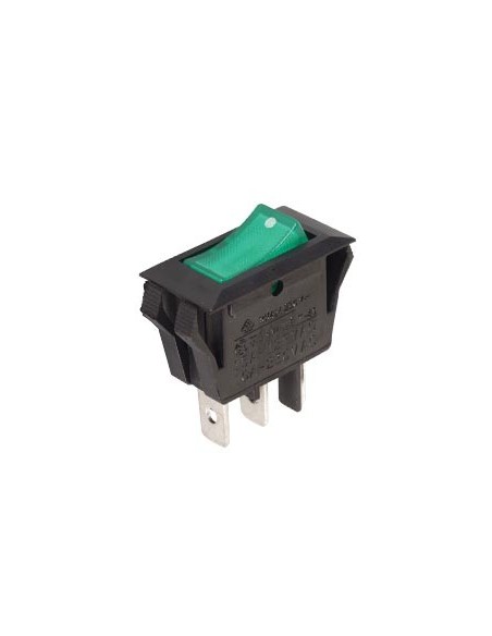 VERMOGEN ROCKERSCHAKELAAR 10A-250V SPST ON-OFF - MET GROEN NEONLAMPJE