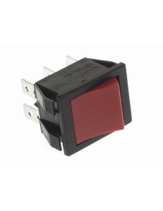 POWER ROCKER SWITCH 10A-250V DPDT ON-ON - RED CAP