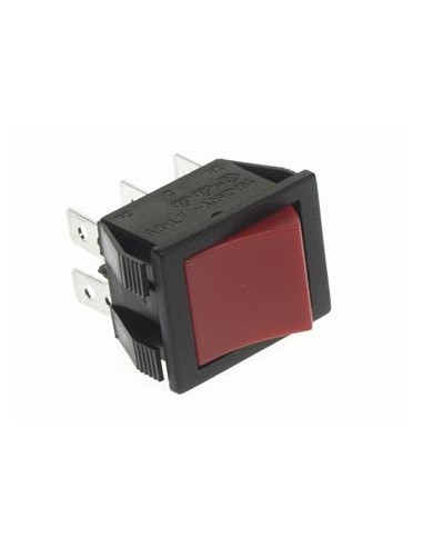 INTERRUPTOR BASCULANTE DE POTENCIA 10 A - 250 V DPDT ON-ON - TECLA ROJA