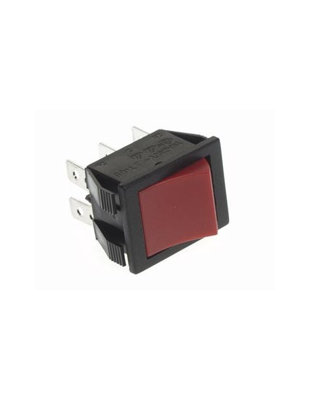 POWER ROCKER SWITCH 10A-250V DPDT ON-ON - RED CAP